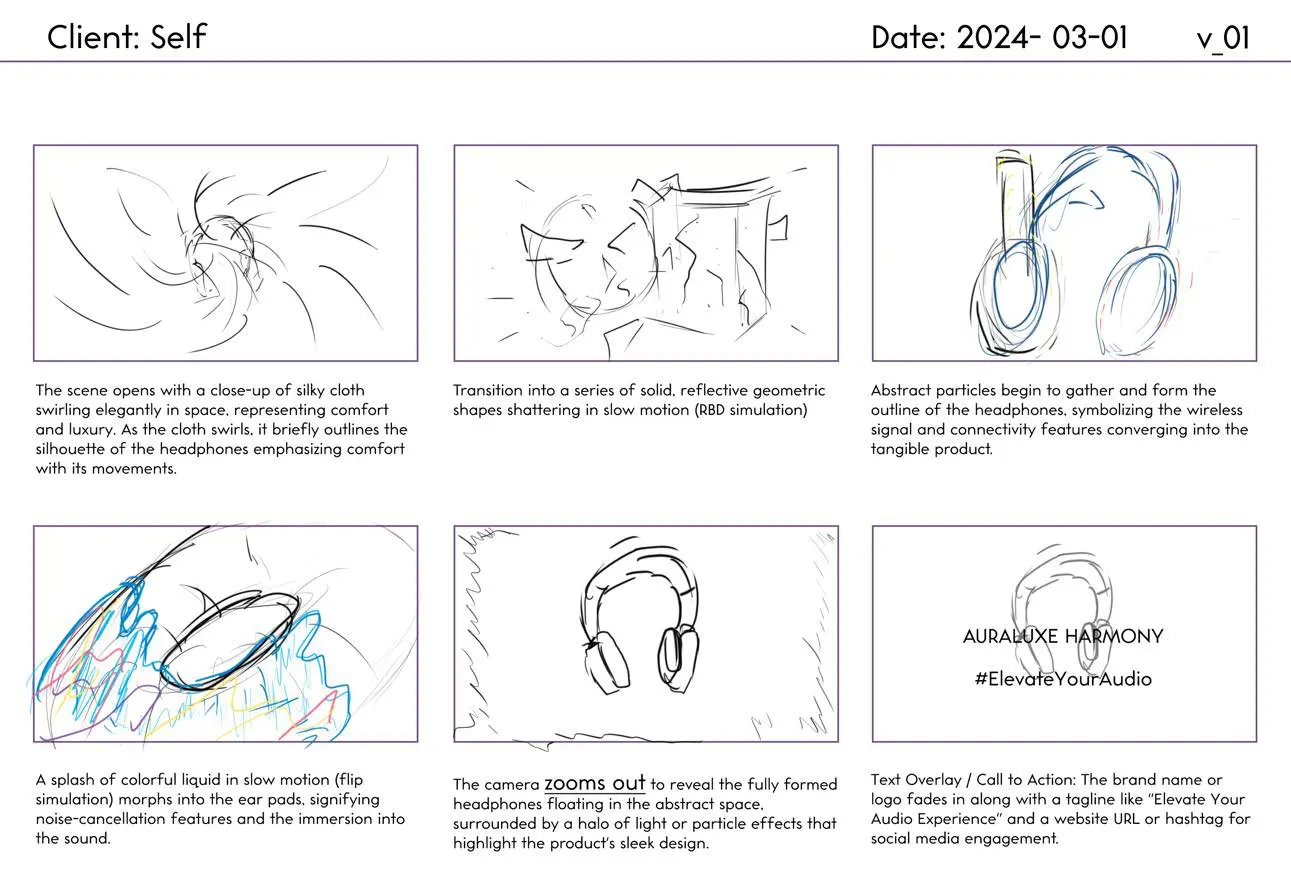 Six-panel storyboard