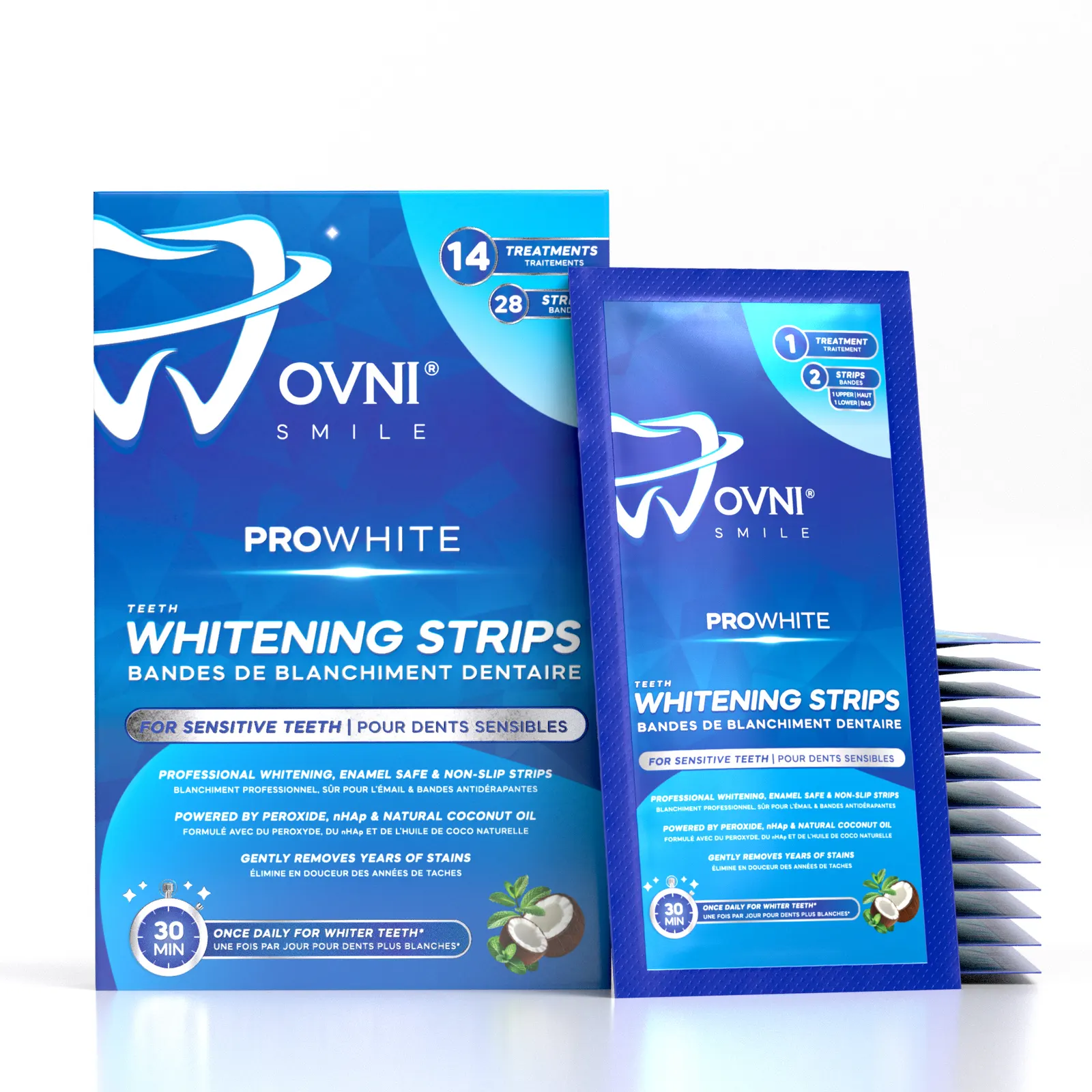 OVNI ProWhite strips box and sachet